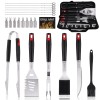 BooJoop 21 Pcs Barbecue Tool Set,16" Grilling Utensils Set,ABS Handle Grill Accessories  includes  Tongs,Spatula, Fork, Cleaning & Basting Brush,Skewers,Corn Holders,Grill Mat