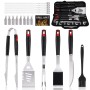 BooJoop 21 Pcs Barbecue Tool Set,16" Grilling Utensils Set,ABS Handle Grill Accessories  includes  Tongs,Spatula, Fork, Cleaning & Basting Brush,Skewers,Corn Holders,Grill Mat