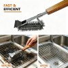 BooJoop Heavy-Duty 16“ BBQ Grill Cleaning Brush with Wooden Handle & Scraper