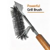 BooJoop Heavy-Duty 16“ BBQ Grill Cleaning Brush with Wooden Handle & Scraper