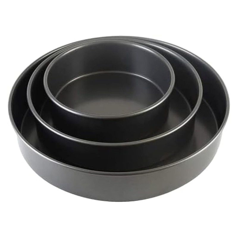 BooJoop 3-Piece Non-Stick Round Cake Pan Set for Baking & Tiered Cakes includes 6" 8" 10"
