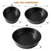 BooJoop 3-Piece Non-Stick Round Cake Pan Set for Baking & Tiered Cakes includes 6" 8" 10"