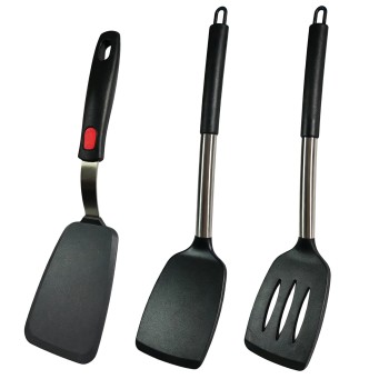 BooJoop 3 Pcs Silicone Spatula Turner Set, Heat Resistant Non-Stick Cooking Utensils for Kitchen