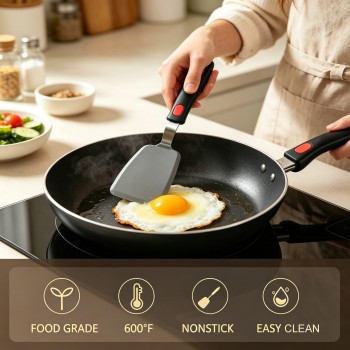 BooJoop 3 Pcs Silicone Spatula Turner Set, Heat Resistant Non-Stick Cooking Utensils for Kitchen