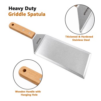 BooJoop 4-Piece Heavy-Duty Griddle Spatula Set Griddle Accessories with Pancake Flipper Hamburger Turner Bench Scraper